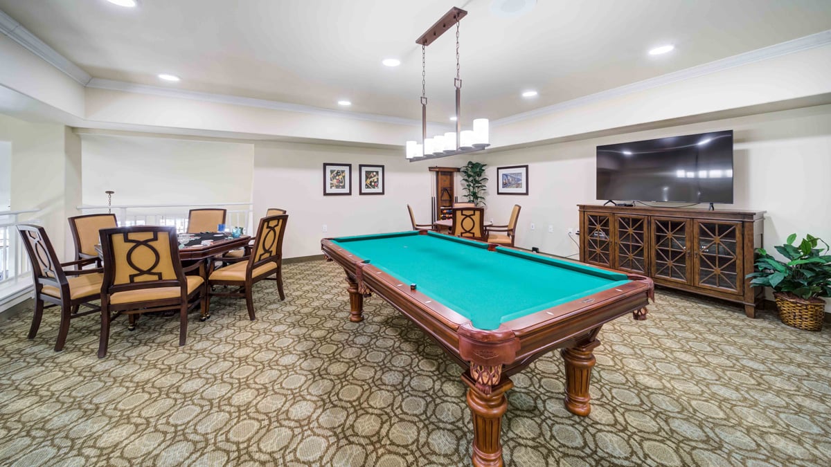 The game room at Azalea Estates