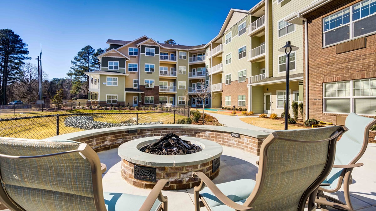 The outdoor patio at Azalea Estates