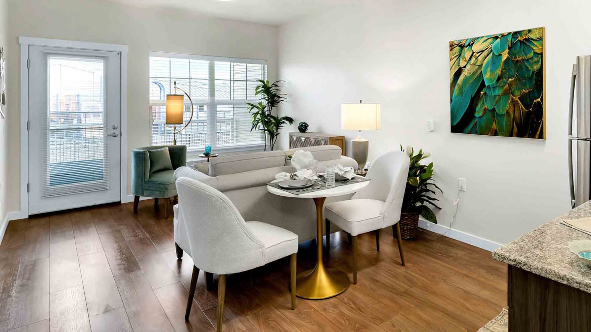 A living room in a Azalea Estates apartment